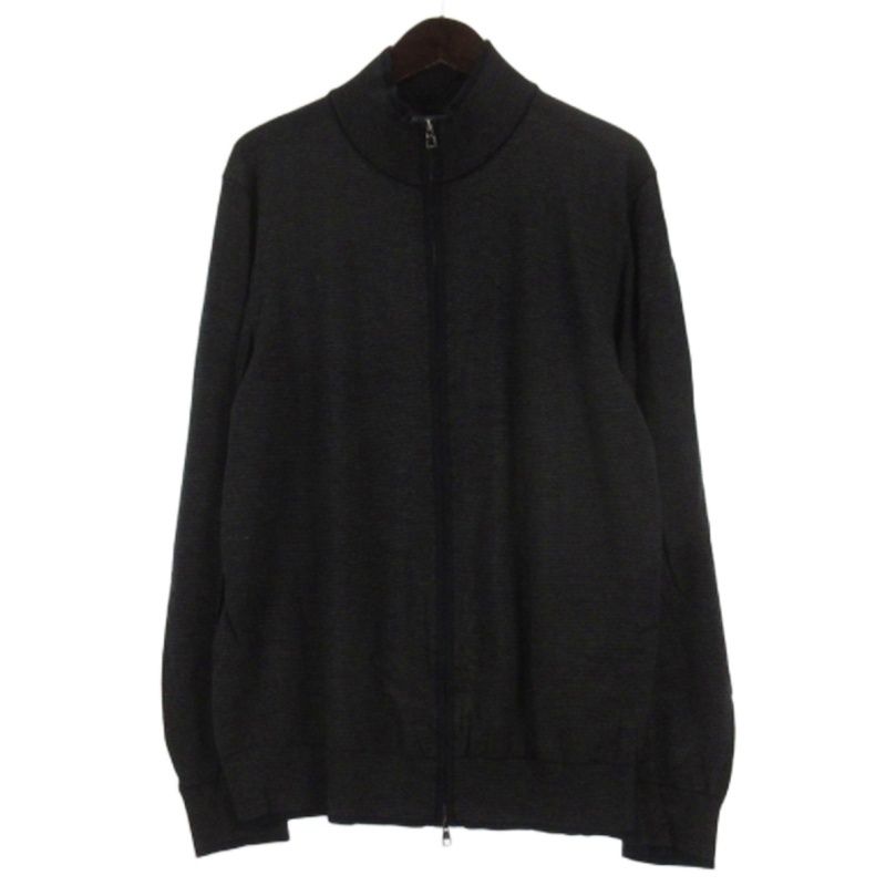 ルイヴィトン LOUIS VUITTON ニット ジップアップ カーディガン ジャケット ボーダー グレー系 XXL