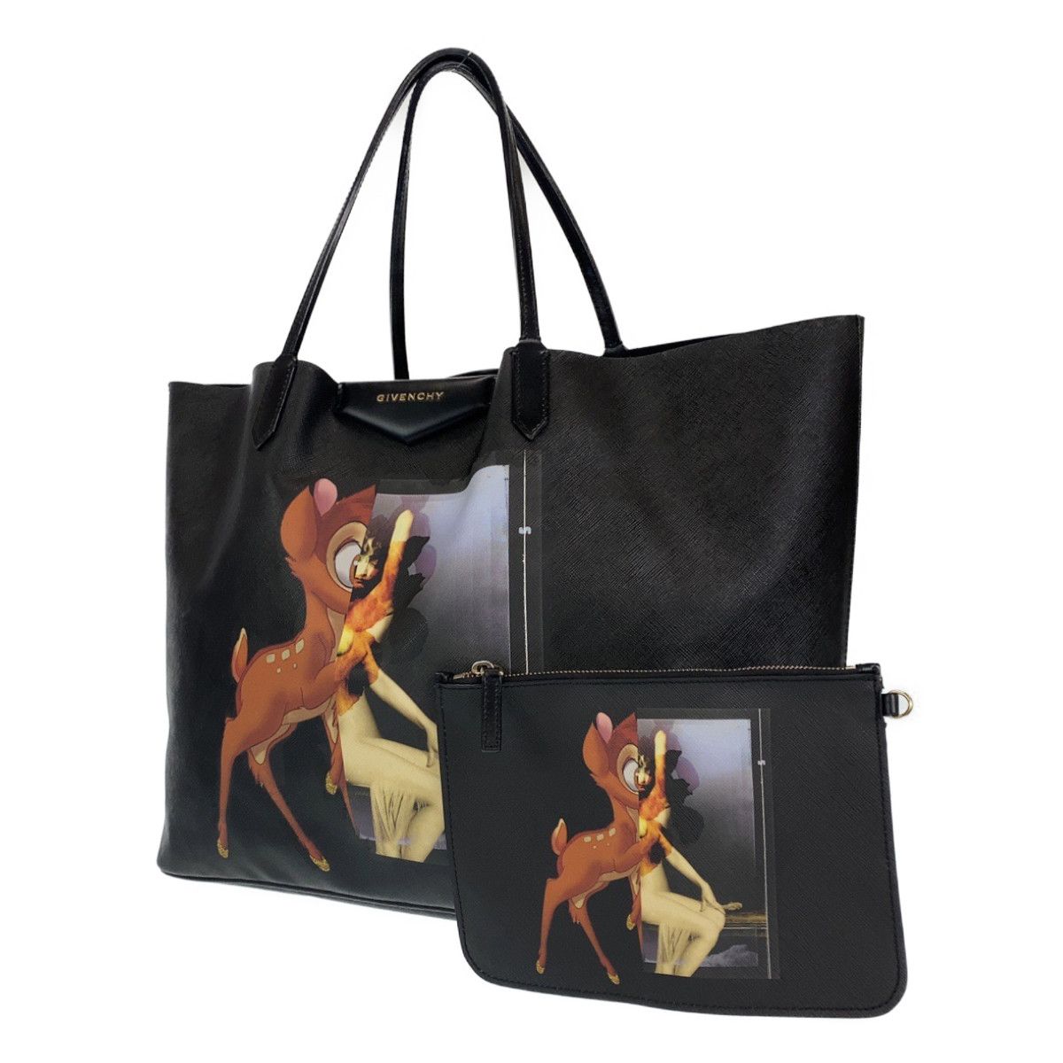 GIVENCHY ジバンシィ ポーチ付 ロゴ バンビ アンティゴナ トートバッグ-