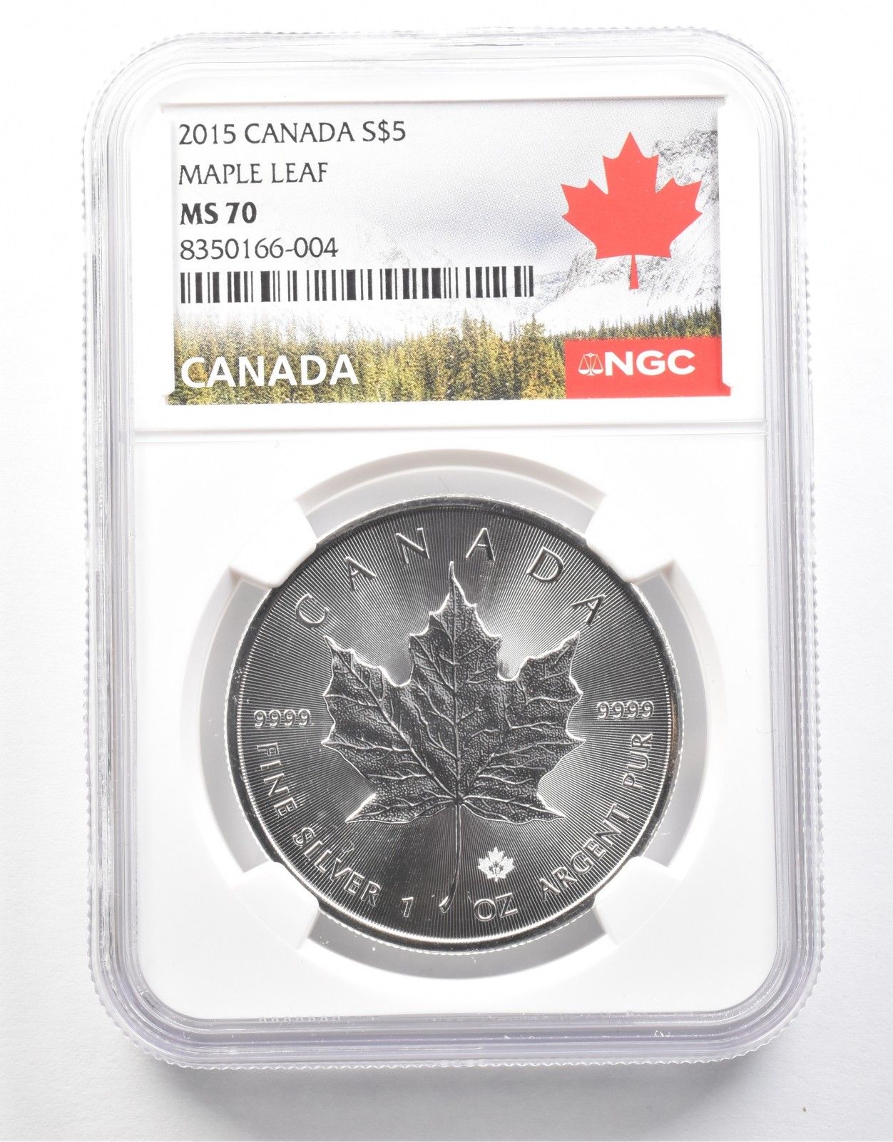 2015年カナダ5ドル銀貨メープルリーフMS70 NGC