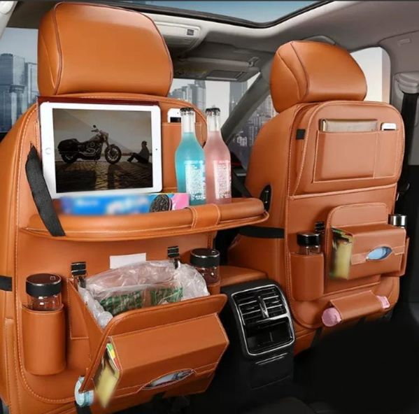 【新作 未使用】テーブル付き 車用収納ポケット 折りたたみ ごみボックス 多機能 車載 シートバックポケット 後部座席収納 カーシート バックバッグ 子供連れ カー用品 家族 大容量 防水 撥