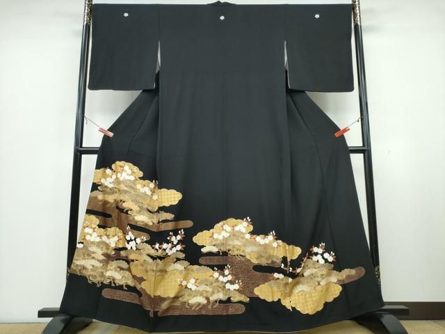 平和屋着物□豪華黒留袖 雲取り吉祥花文 金彩 正絹 逸品 AAAY7136fw