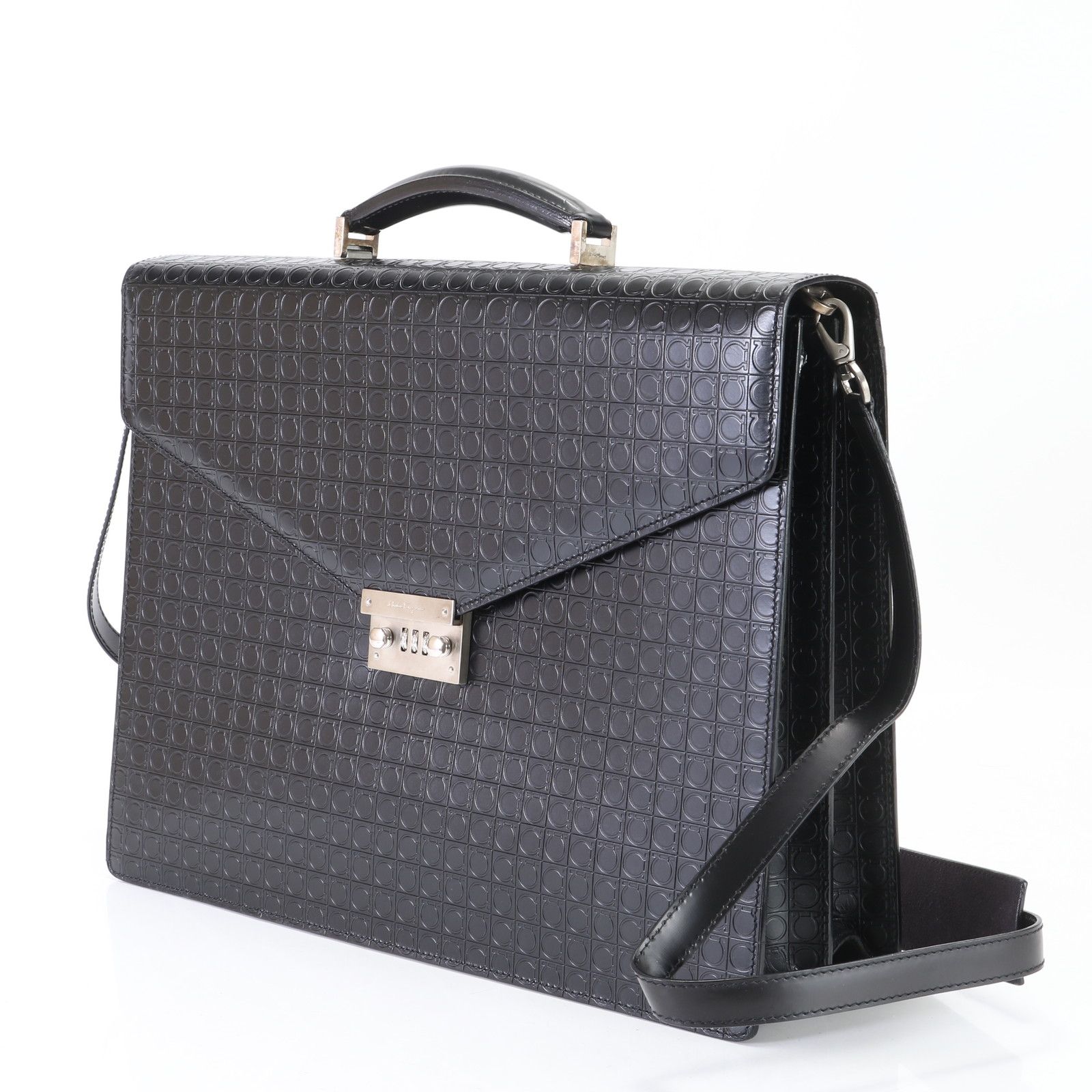 極美品✨サルヴァトーレフェラガモ ダブルガンチーニ ケース レザー 5md4384】サルヴァトーレフェラガモ ハンドバッグ ガンチーニ