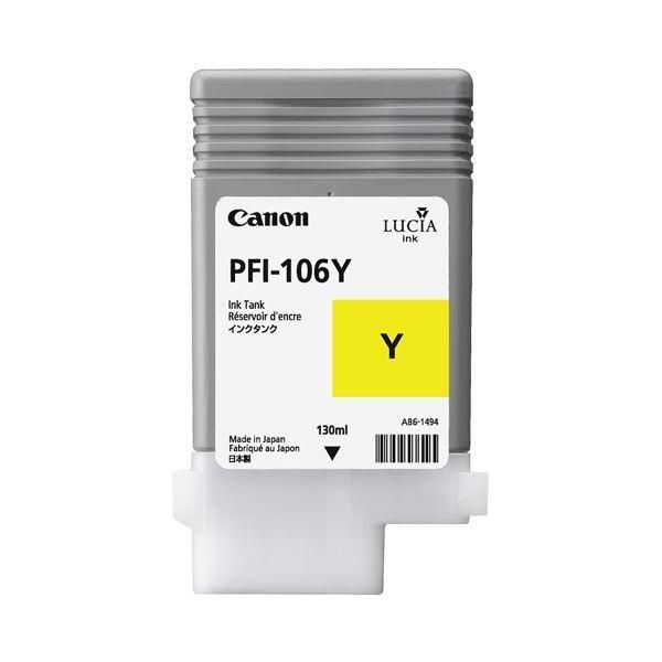 （まとめ） キヤノン Canon インクタンク PFI-106 顔料イエロー 130ml 6624B001 1個 〔×6セット〕