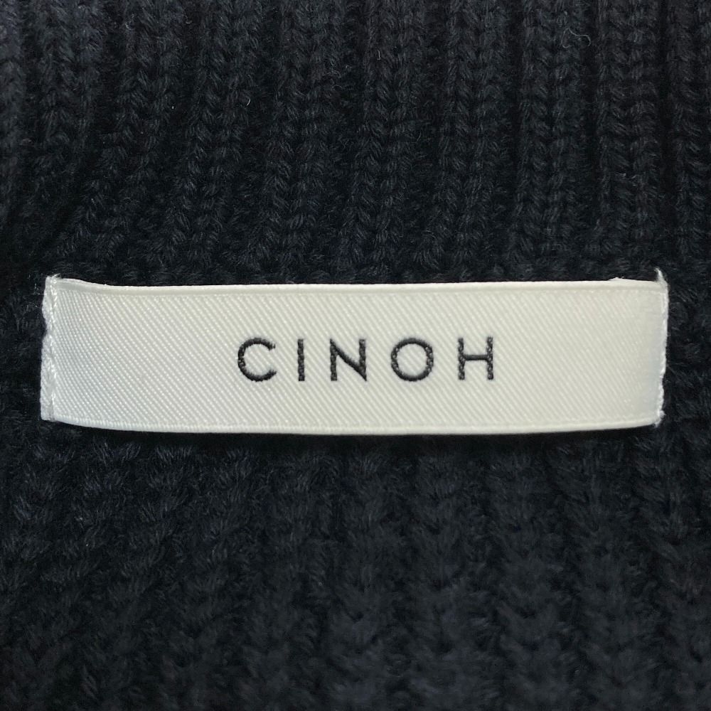 美品 CINOH チノ コットンタートルベスト ノースリーブ プルオーバー ニット F ネイビー レディース 古着 中古 CINOH - 美品 CINOH チノ コットンタートルベスト ノースリーブ