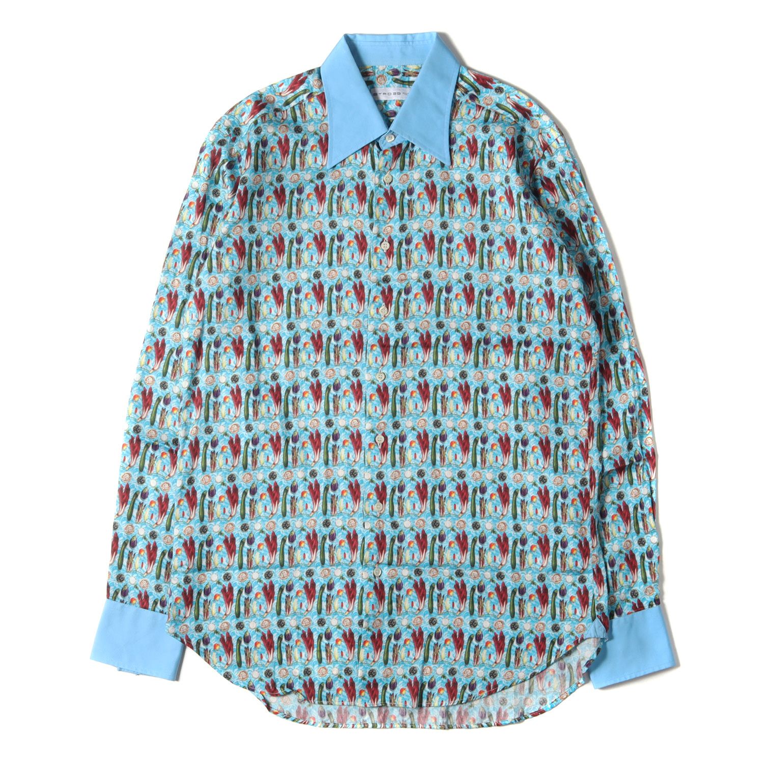 ETRO エトロ シャツ サイズ:39 ベジタブル ペイズリー フォーマル ドレス クレリック シャツ 151-1K161-4822 長袖 総柄 ブルー マルチカラー イタリア製 ブランド トップス カジュアルシャツ