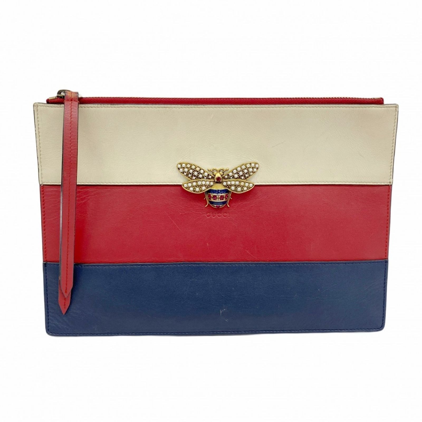 グッチ Gucci グッチ クラッチバッグ 476077 レザー レッド ネイビー ベージュ レディース