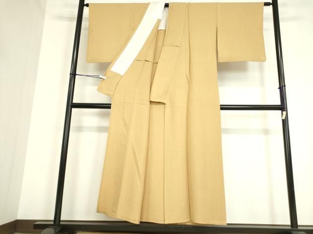 平和屋着物▽上質な色無地　単衣　作家物　平安優紀　霞地紋　香色　正絹　逸品　未使用　DAAV5537az 平和屋着物▽上質な色無地 単衣 作家物 平安優紀 霞地紋 香色 正絹