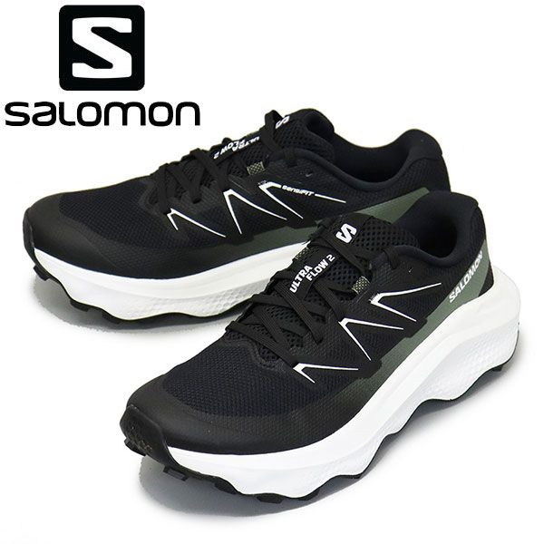 Salomon サロモン L47883500 ULTRA FLOW 2 男性用トレイルランニングシューズ Black | White | Agave Green SL086 28.0cm