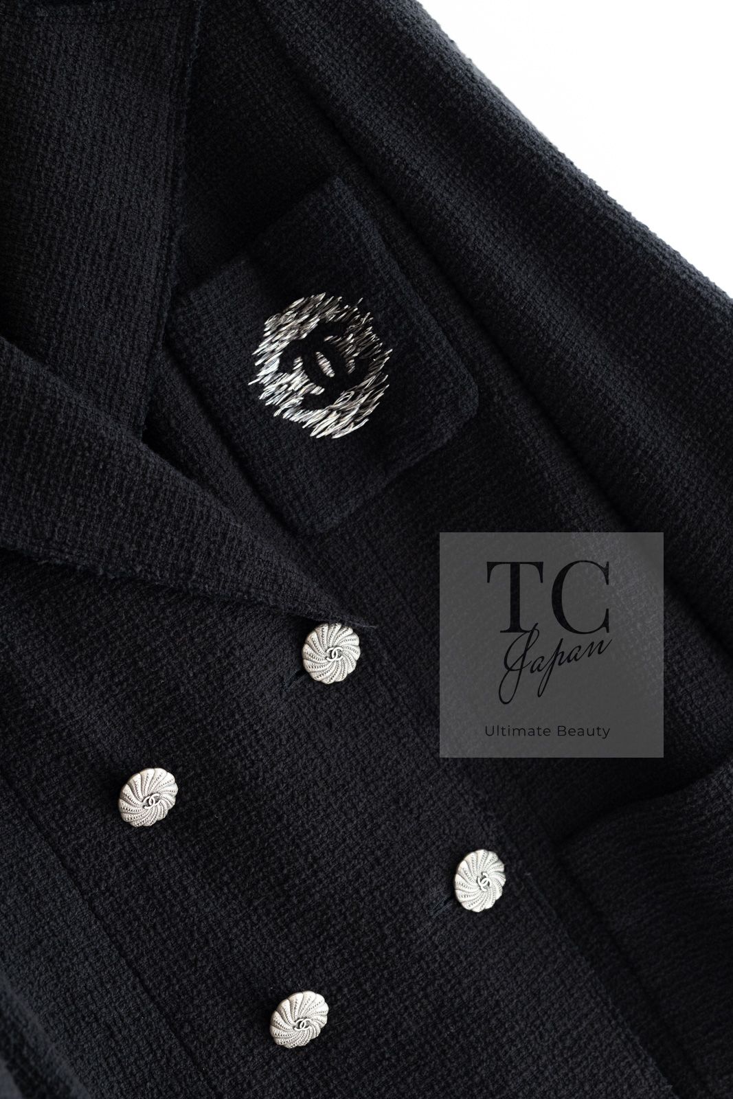 シャネル ジャケット CHANEL ネイビー ブラック 黒 紺 コットン