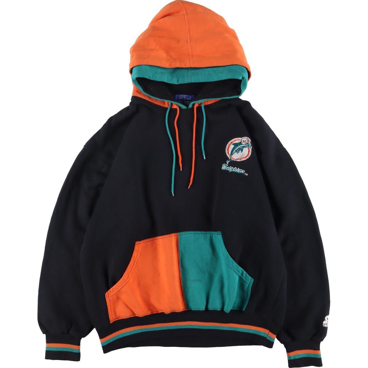 古着 スターター Starter NFL MIAMI DOLPHINS マイアミドルフィンズ スウェットプルオーバーパーカー メンズL  /eaa316895