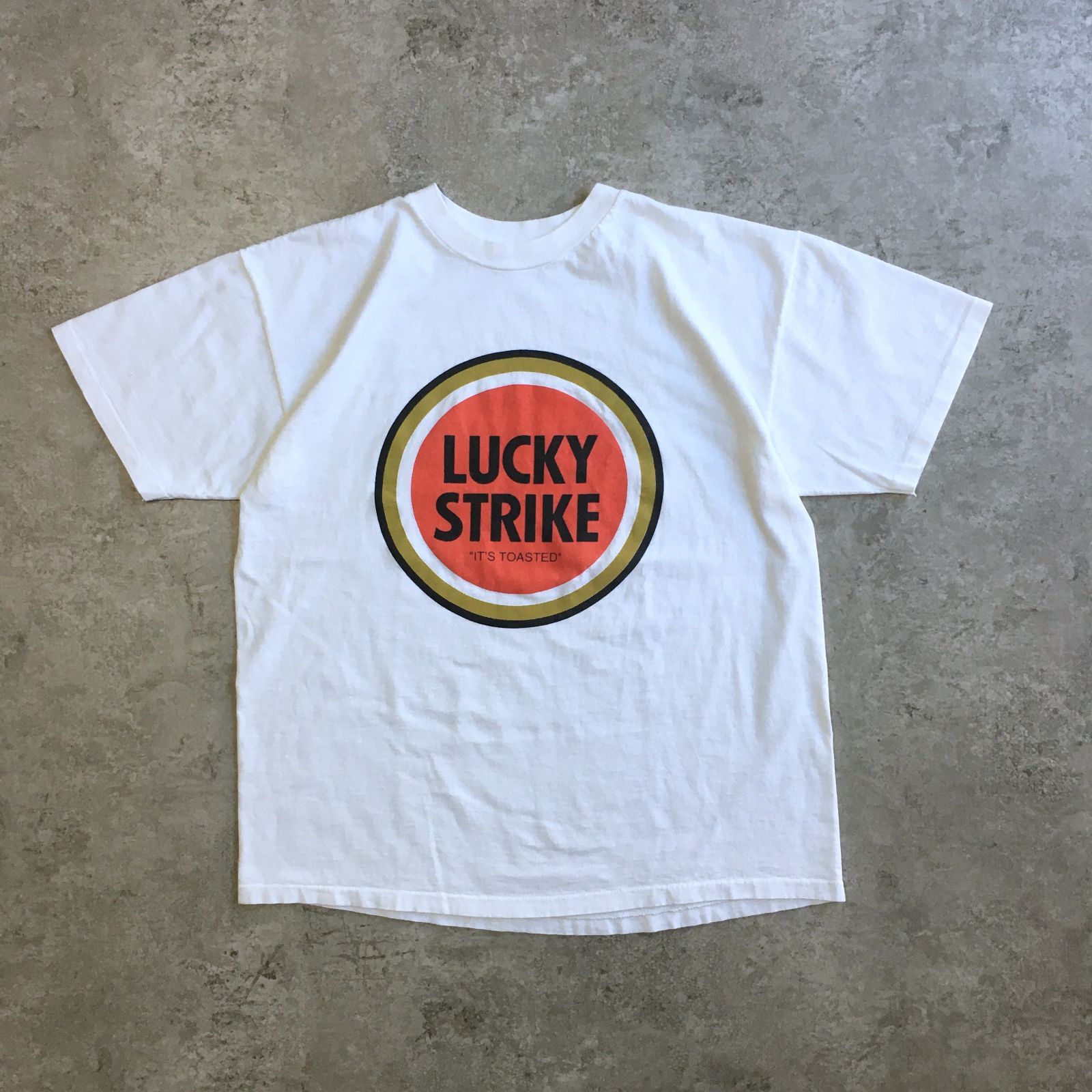 90s USA製 LUCKY STRIKE TOBACCO Printed T-shirt ラッキーストライク 