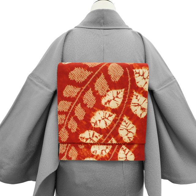 No.410　名古屋帯　紬　絞り　仕立済　正絹　着物　新品未使用 御仕立て上がり・中古美品】 正絹手絞り染め紬九寸名古屋帯