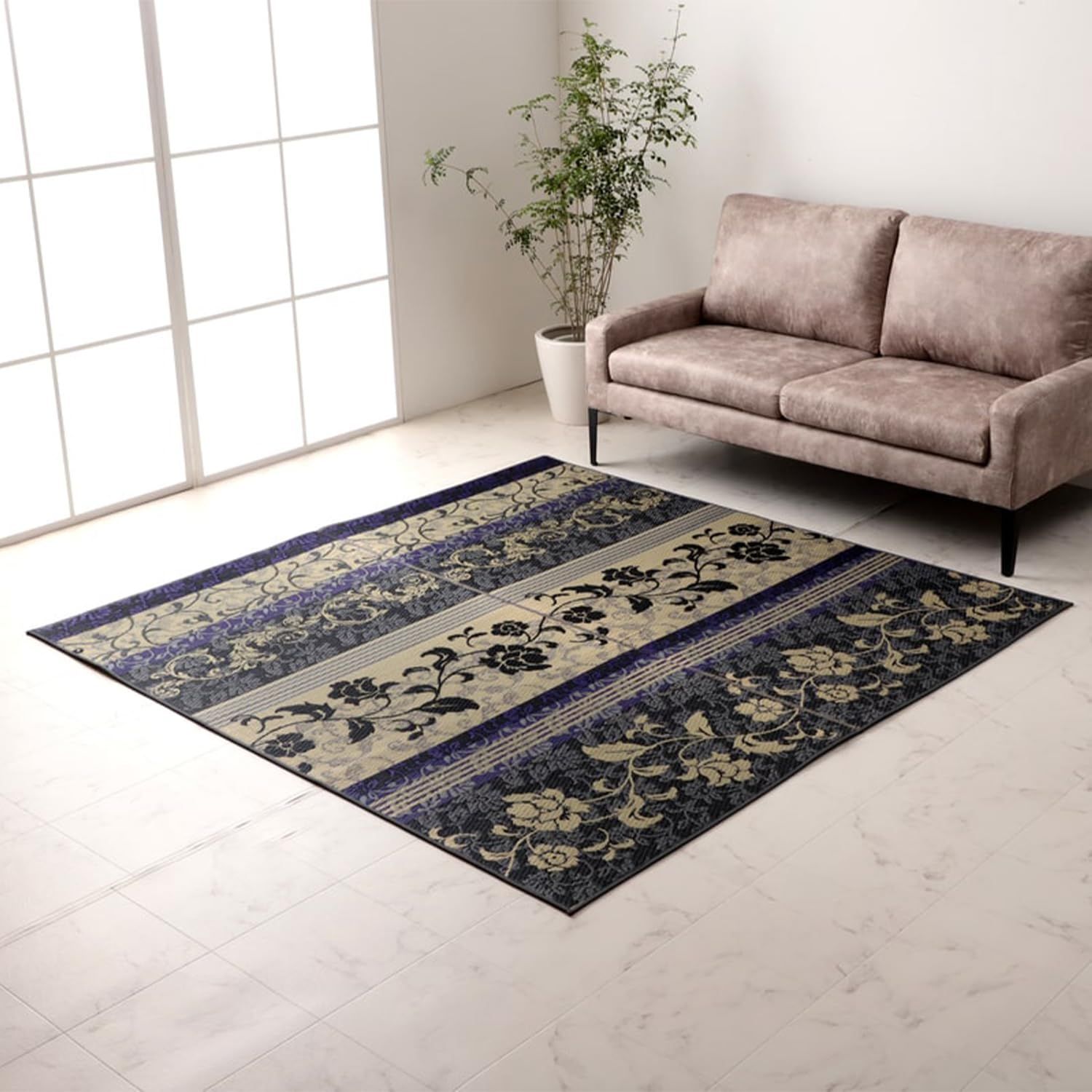 新着商品 イケヒコ い草 ラグ カーペット マット DXヴィオラ パープル 約191×250cm 長方形 日本製 エレガンス 年間 裏付 クッション性 滑り止め 8260029