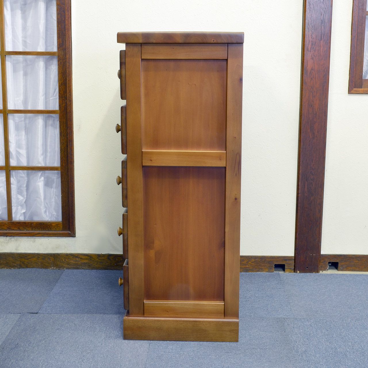 タイル付き５段チェスト マホガニー材使用