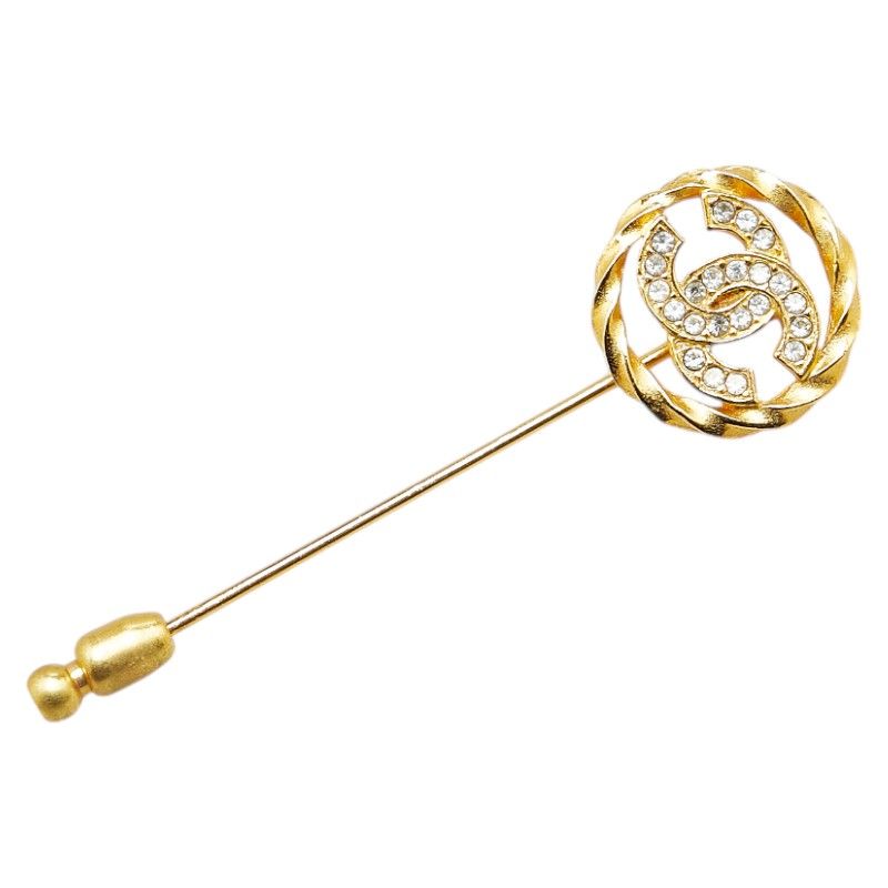 シャネル ココマーク ラインストーン ゴールド メッキ レディース  