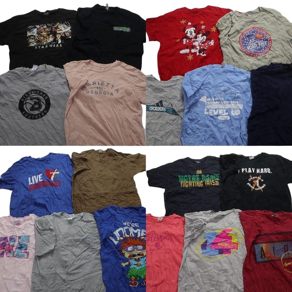 古着卸 まとめ売り 半袖Tシャツ 19枚セット (メンズ L ) スターウォーズ ミッキー キャラクター ディズニー アディダス 中古 古着 MY5047