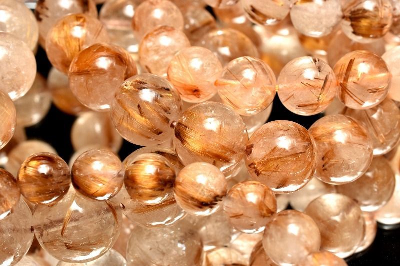 人気◇板状金針 タイガータイチンルチルクォーツ 12.5mm ブレスレット