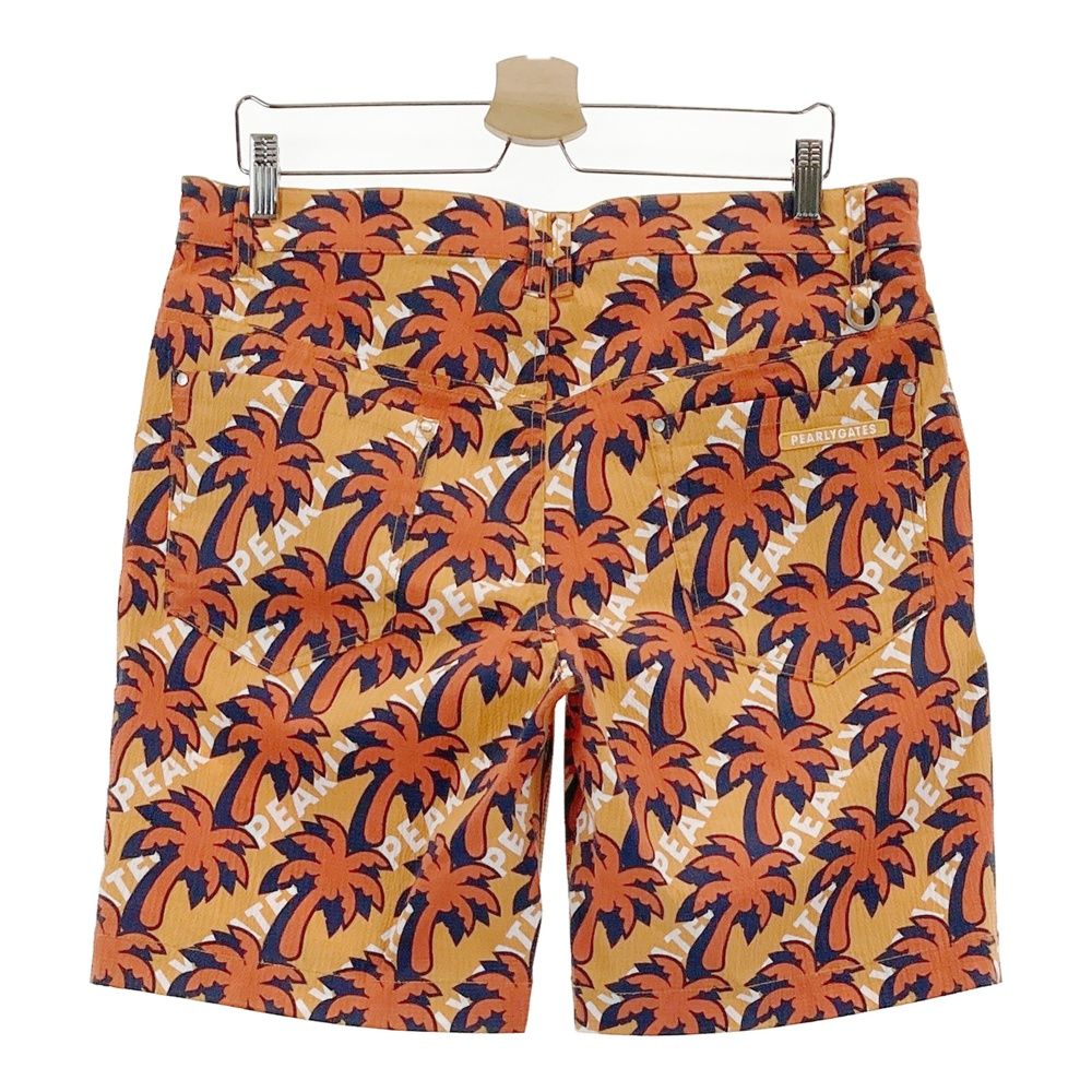 サイズ 6 PEARLY GATES パーリーゲイツ ハーフパンツ シアサッカー ヤシの木総柄 オレンジ系 240101530513 ゴルフウェア メンズ ストスト