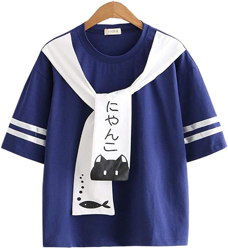 Tシャツ 半袖 セーラー襟 学生風 セーラー服風 ブラウス風