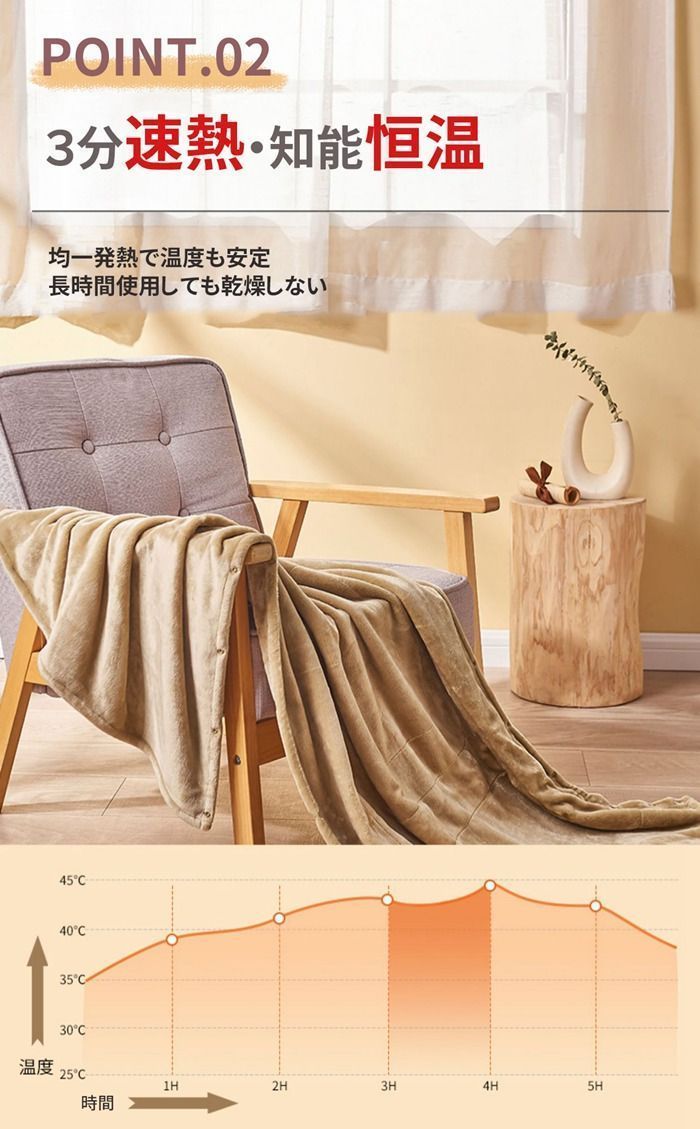 電気毛布 電気ブランケット 掛け毛布 180×80cm 3段階温度調節 電気毛布 電気ブランケット 掛け毛布 180×80cm 3段階温度調節