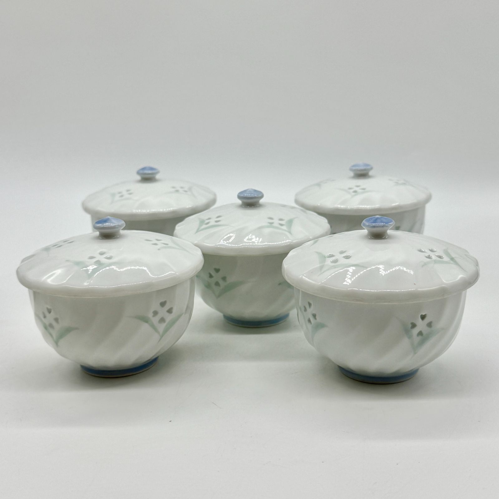 未使用品】有田焼 ホタル彫り 透かし 高山窯 急須＆蓋付湯呑セット