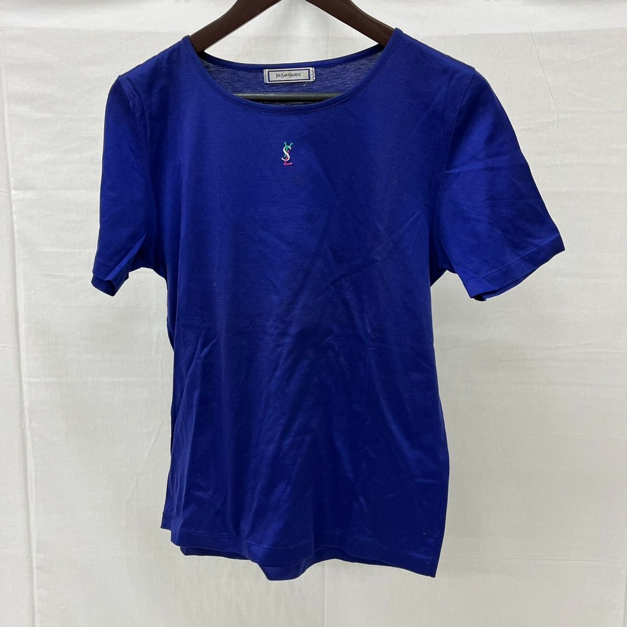 イヴサンローラン Tシャツ YSLロゴ Mサイズ ブルー Yves Saint イヴサンローラン Tシャツ YSLロゴ Mサイズ ブルー Yves Saint