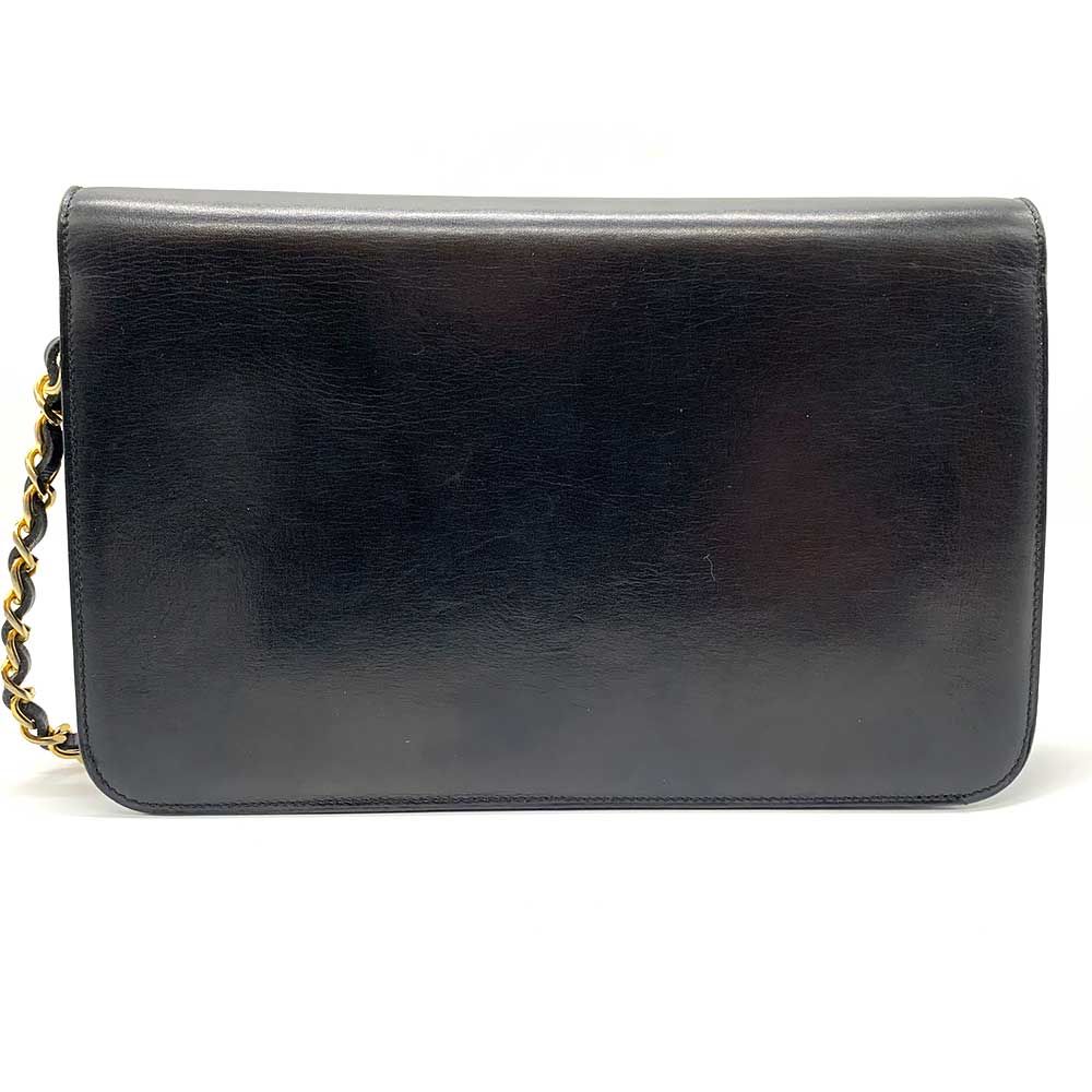 シャネル レザー シングル チェーンショルダー B＋ランク 黒  