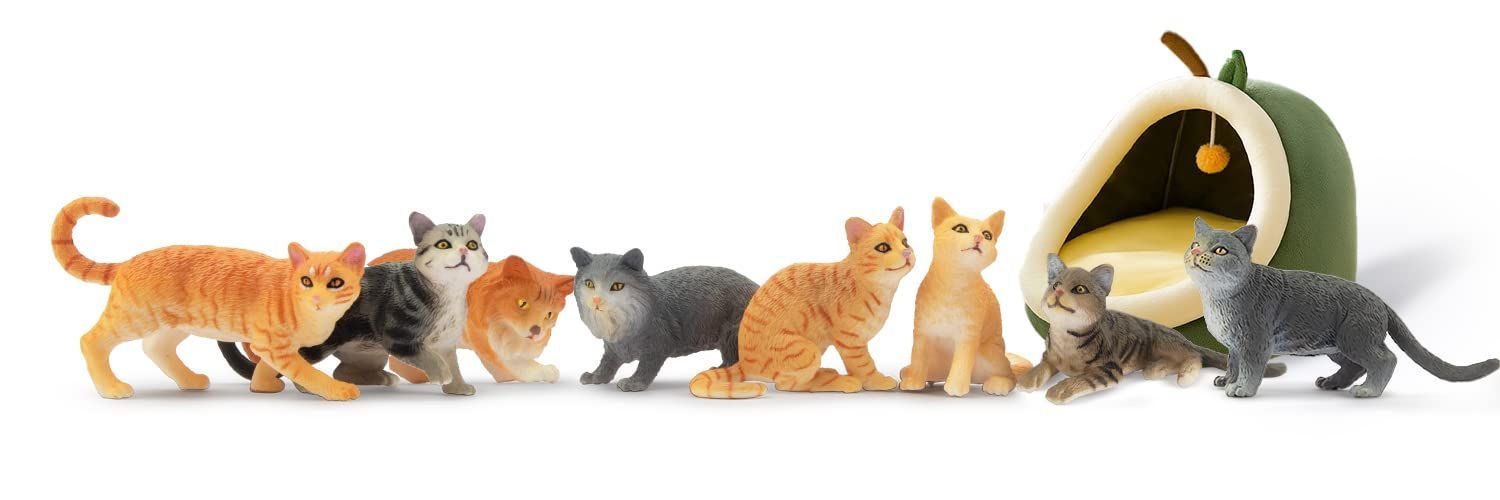 在庫処分】かわいい猫 8匹入 動物フィギュア リアルな動物模型