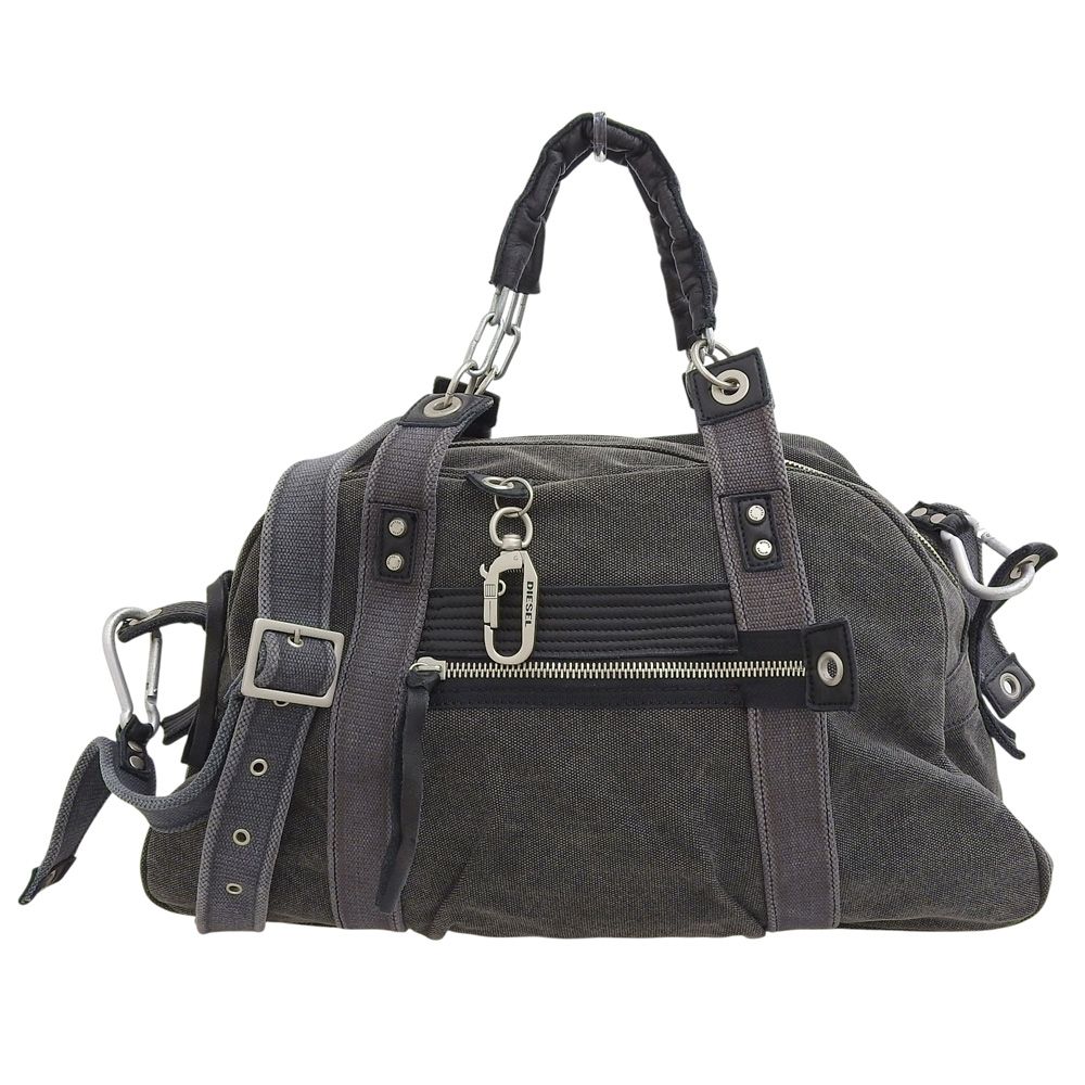 ディーゼル DIESEL Y2Kヴィンテージ アイテム キャンバス レザー 2way ショルダー クロスボディ ボストンバッグ カラビナ ユニセックス