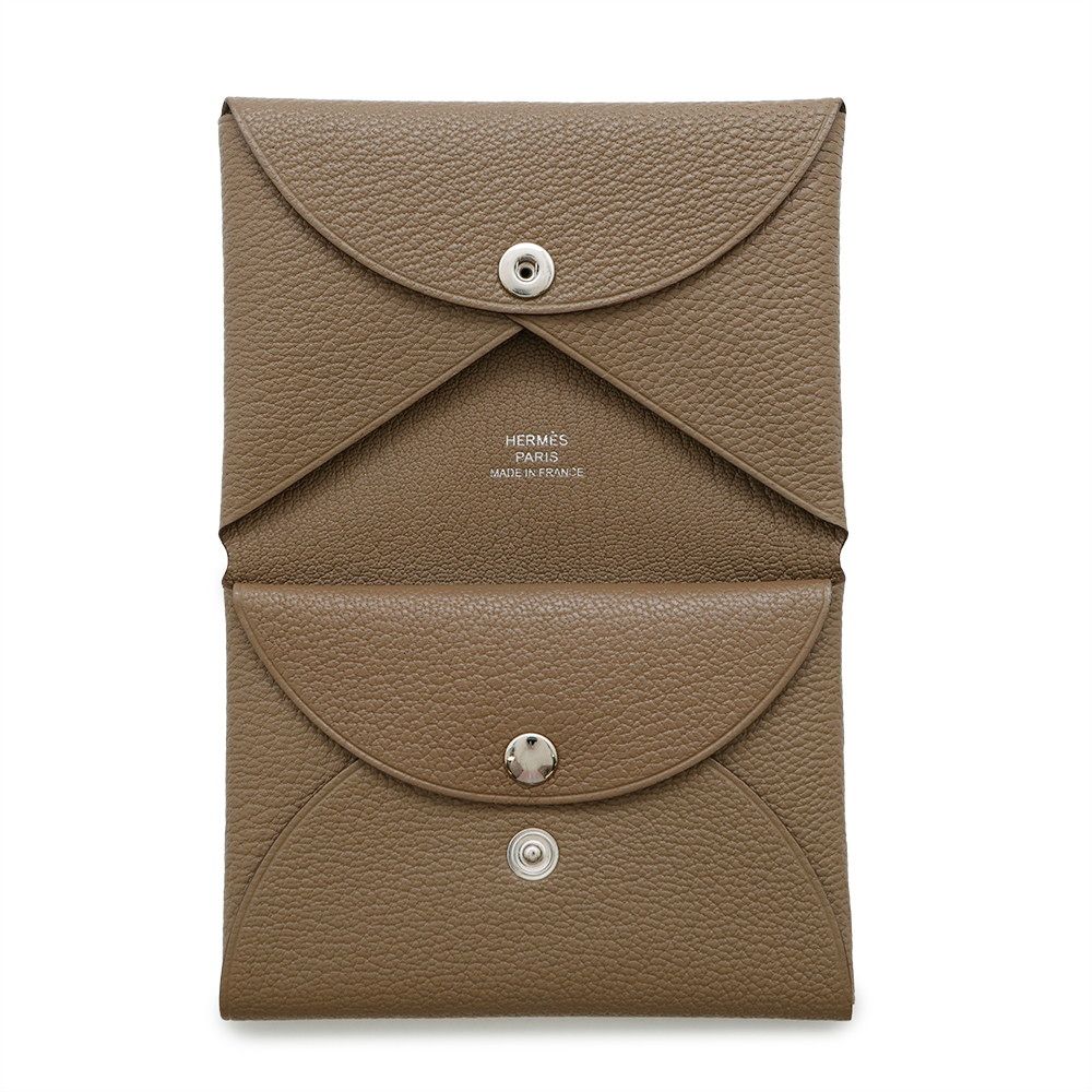 【3387_いいね...】HERMES/カルヴィデュオ/W刻印 エルメス カードケース カルヴィ デュオ エトゥープ