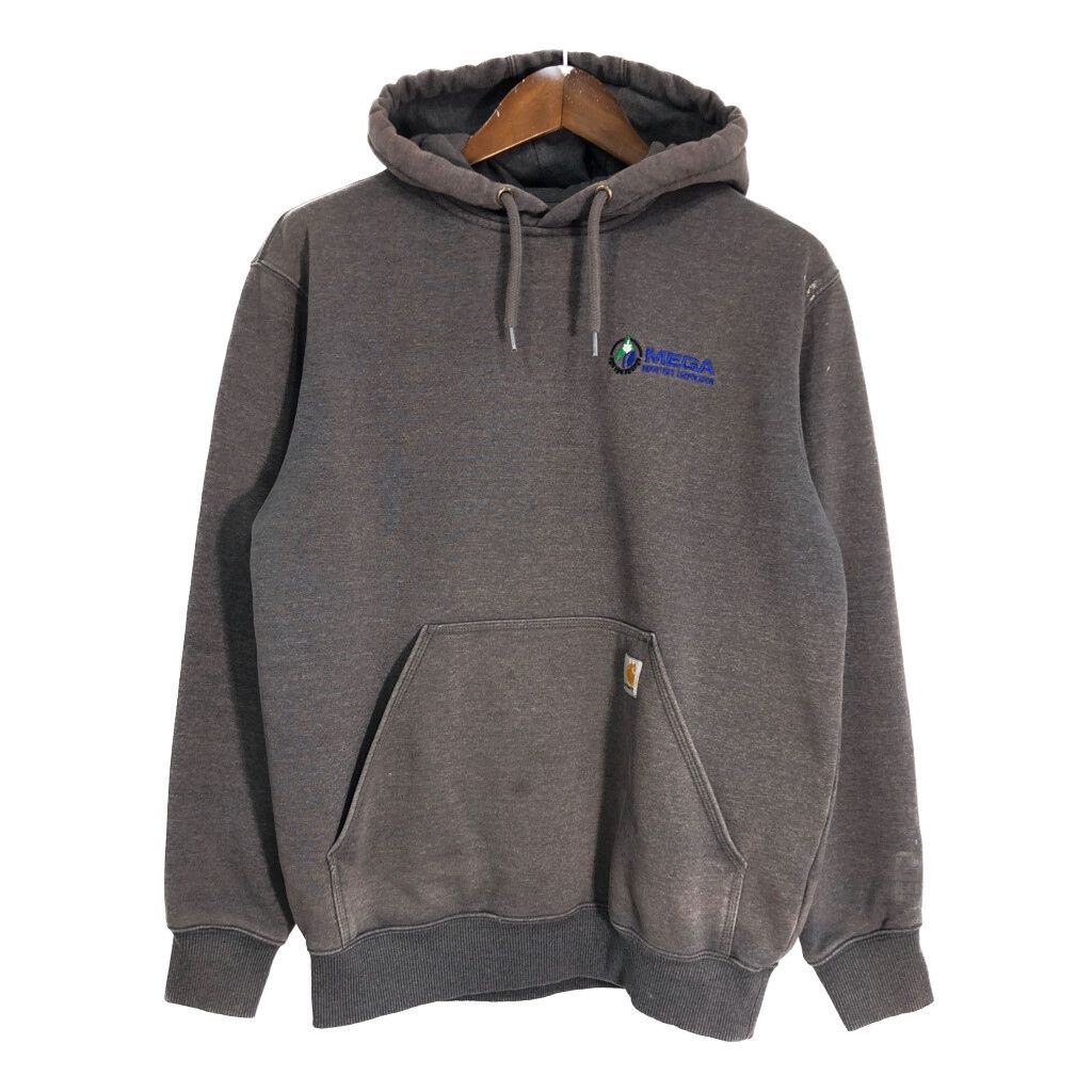 Carhartt カーハート サンフェード 企業ロゴ スウェットパーカー グレー (メンズ M) 中古 古着 T3276