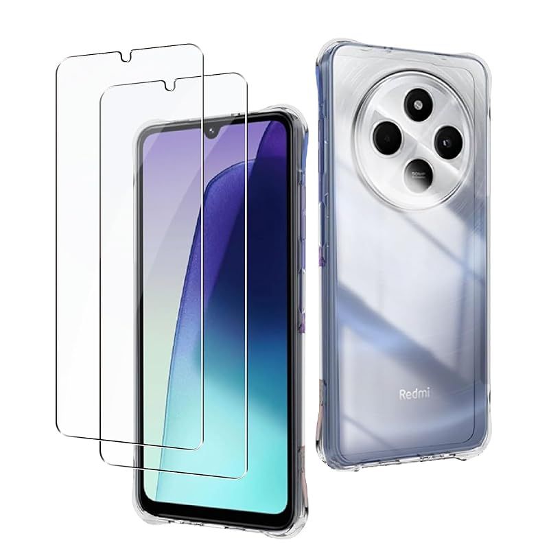 iCarez 対応 Redmi 14C ケース クリア （1個）+ ガラスフィルム