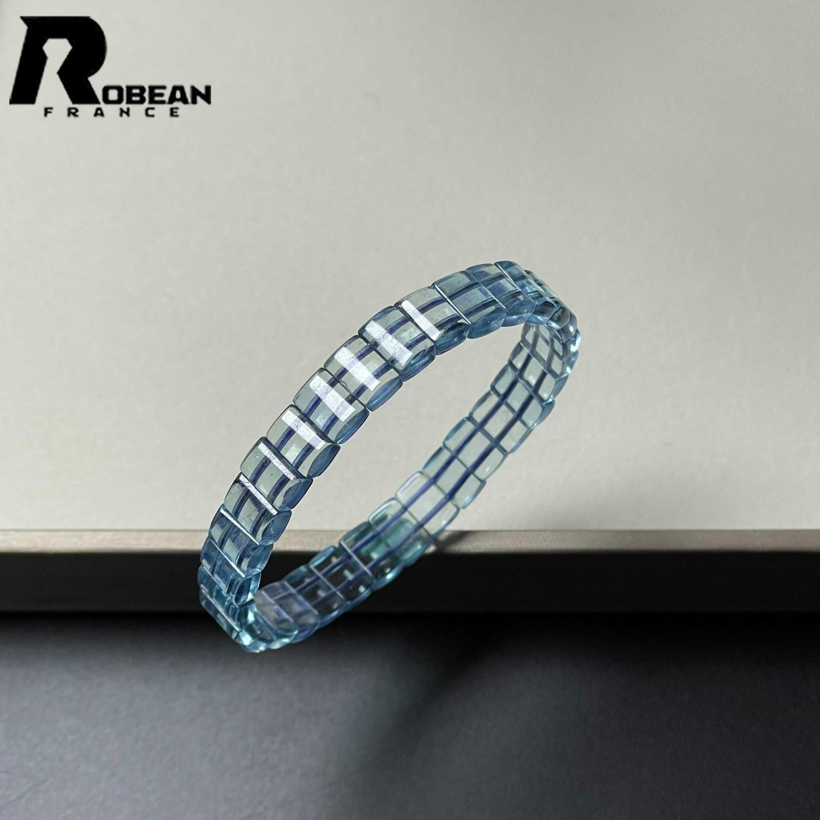EU製 定価13万円 ROBEAN スターアクアマリン パワーストーン ブレスレット バングル 天然石 お守り プレゼント 8.8*5.8*3.8mm M0611449