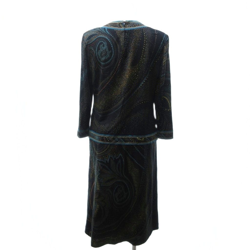 一年中大特価。 レオナール LEONARD ウールシルク セットアップ ブラウス 半袖 スカート ミモレ丈 総柄 マルチ M IBO81 達成