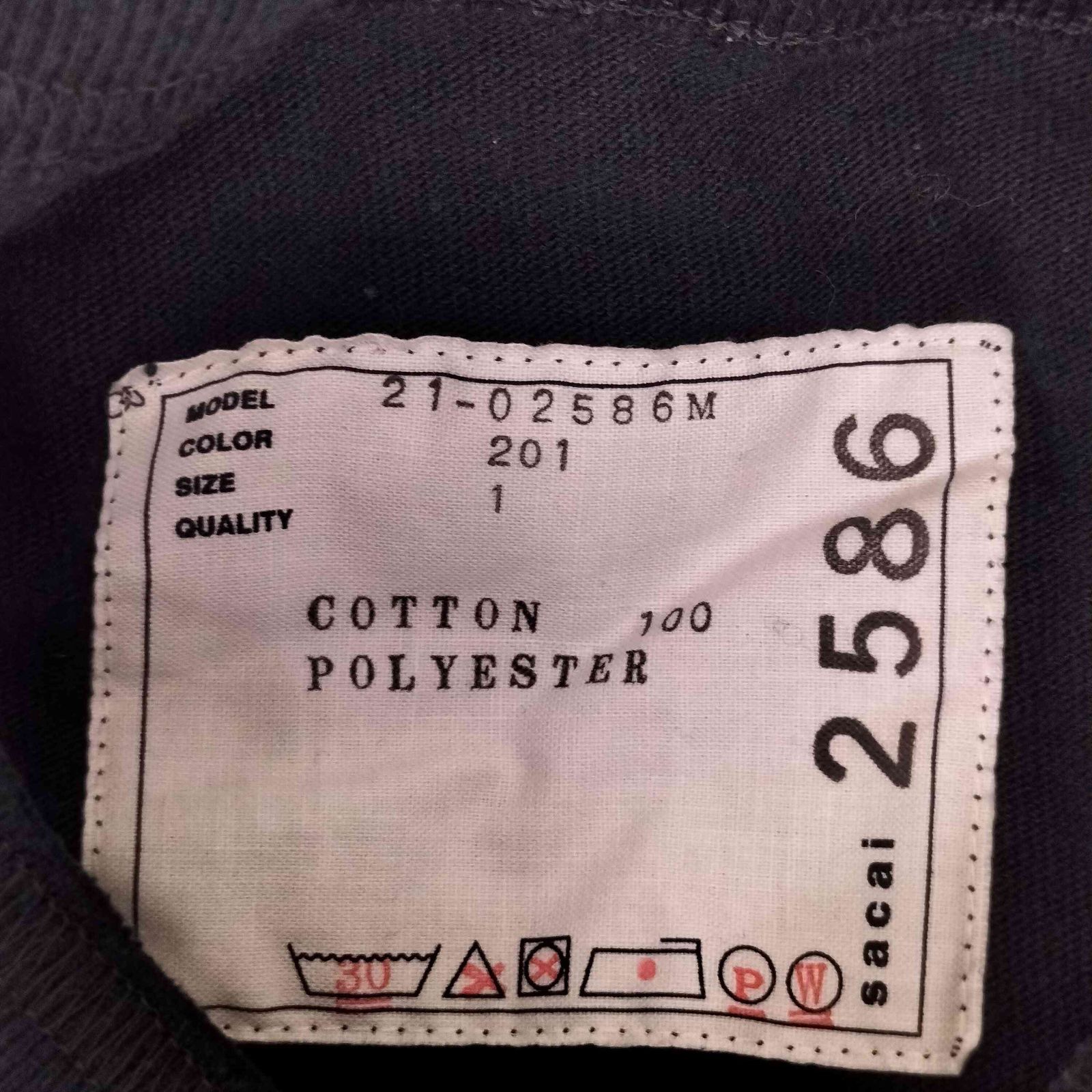 【美品】sacai REBUILD ZIP POCKET T-SHIRT sacai MEN'S サカイ REBUILD ZIP POCKET COTTON L/S T-SHIRT 21