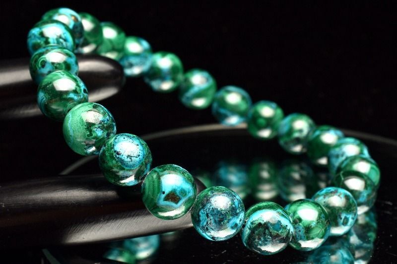 1点物】希少AAA☆アメリカ産 クリソコラインマラカイト 8-8.5mm