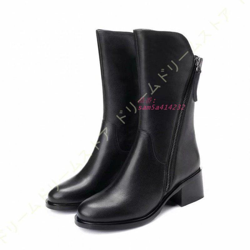  ショートブーツ レディース 黒 秋冬 暖かい 太ヒール 痛くない防寒 サイドファスナー 疲れにくい おしゃれ 履きやすい 歩きやすい am 5 a 414232 ロングブーツ ブーツ