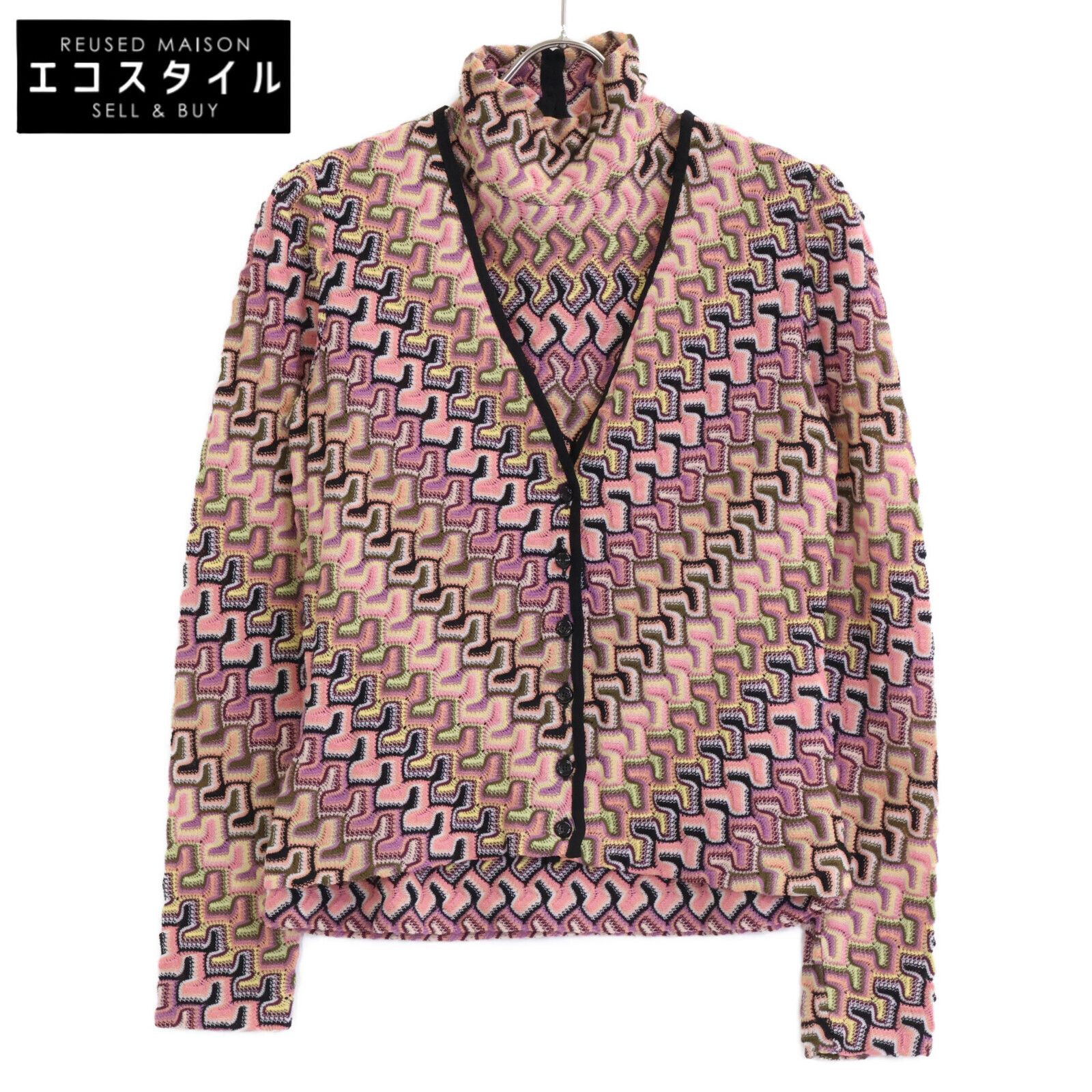 MISSONI ミッソーニ ﾋﾟﾝｸ ｳｰﾙ混 117461|117469 総柄 ｱﾝｻﾝﾌﾞﾙ ﾄｯﾌﾟｽ 表記なし