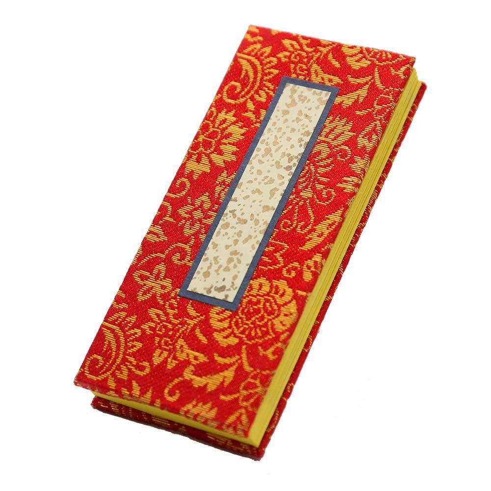 【在庫処分】京仏壇はやし 過去帳 並金襴 赤 4寸 日付入り 縦 12cm 横 5cm セット品 京仏壇はやしクロス