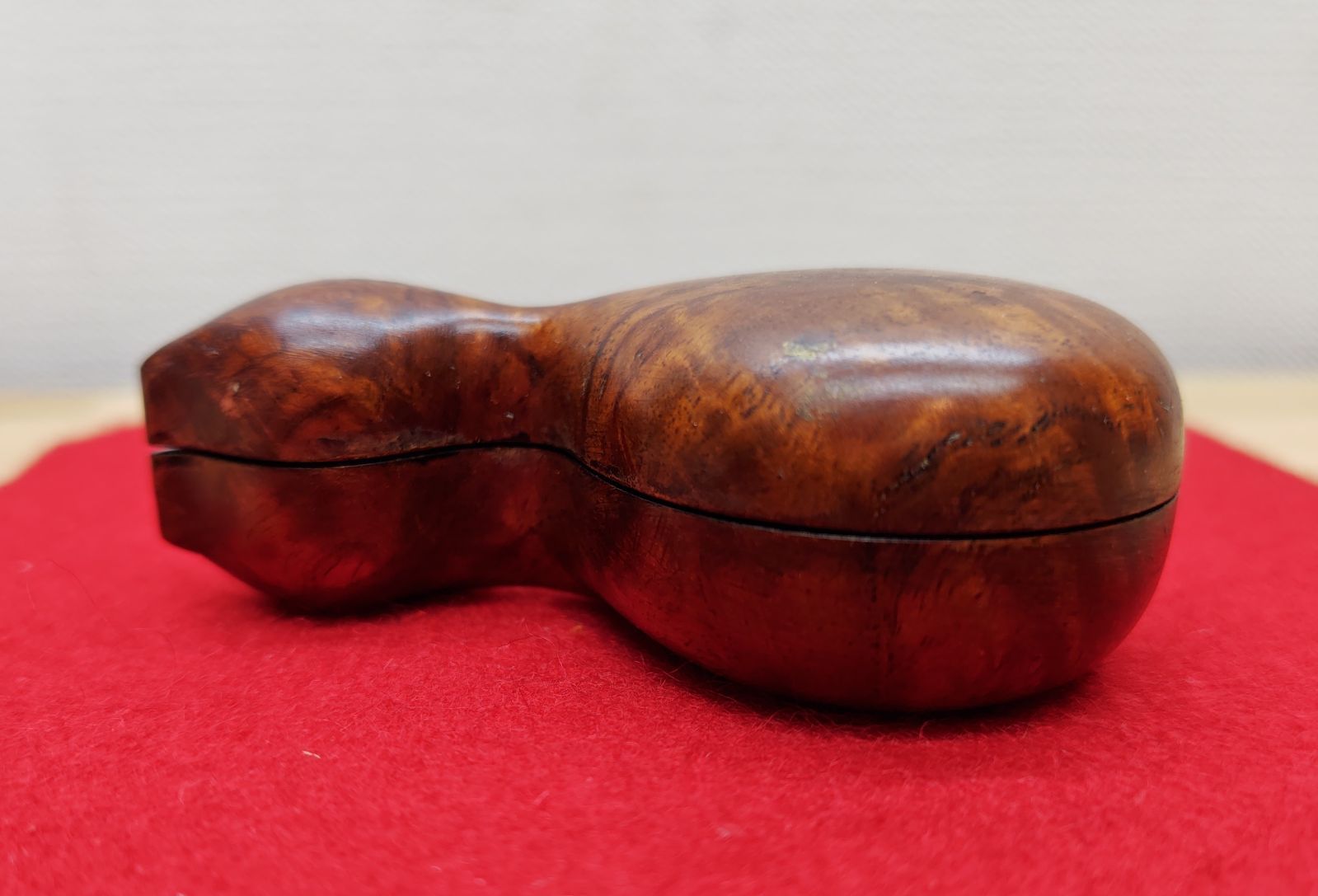 逢絢亭 茶道具 香合 山中塗 花梨の木 瓢香合 木製 角出俊平 共箱入り