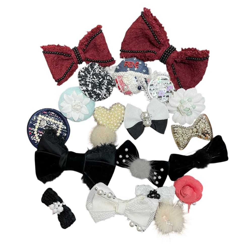 美品 Rene ルネ リボン ハート フラワー ミンクファー ブローチ