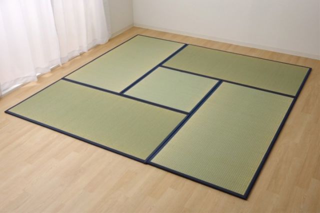 置き畳 国産 い草ラグ あぐら ネイビー 4.5畳セット 82×164×1.7cm4枚 82×82×1.7cm1枚 ネイビー 代引不可