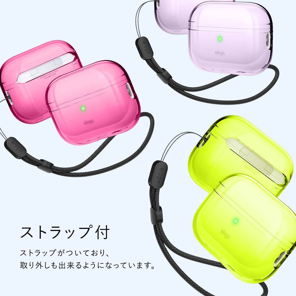 特価セール】AirPods Pro2 対応 ケース クリア カバー ストラップ 付き