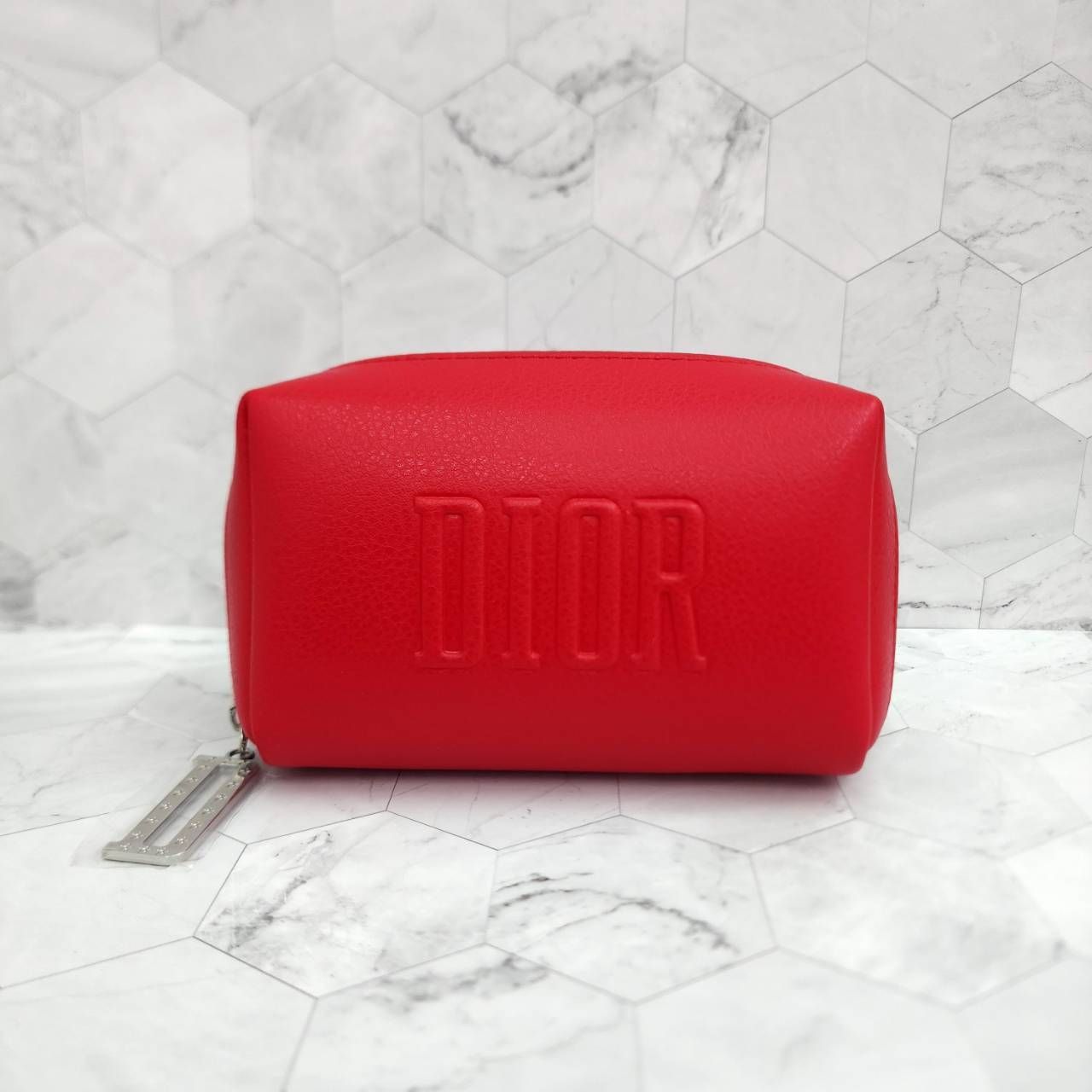 未使用 Dior ディオール ポーチ レッド×シルバーカラー