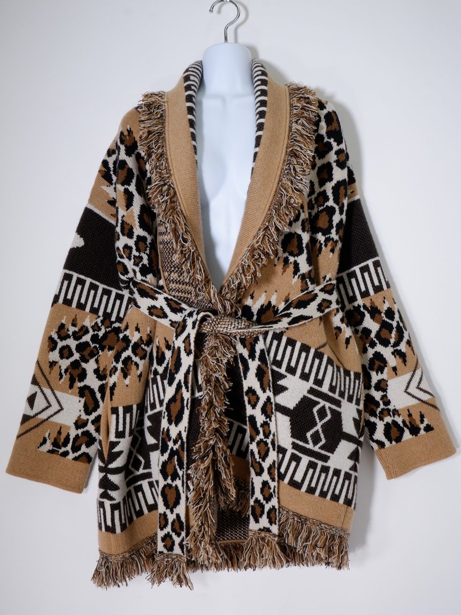 AP STUDIO レオパードジャガードカーディガン レオパードジャガード