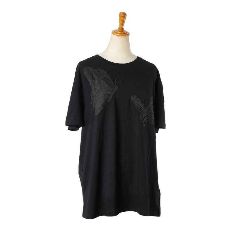 ヴァレンティノ 蝶々 バタフライ 半袖Ｔシャツ サイズ L ブラック コットン レディース VALENTINO 1-0201342