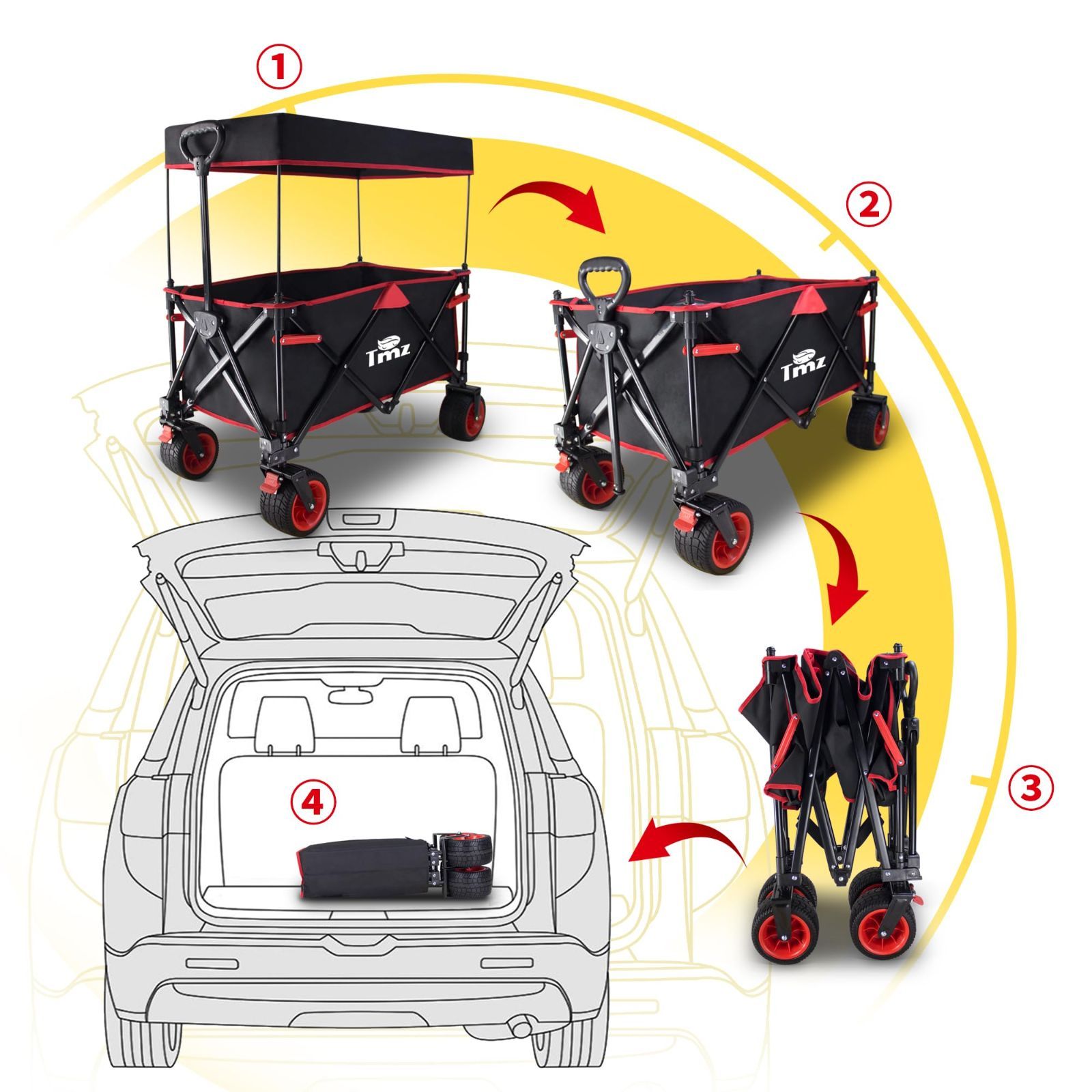 キャリーワゴン キャリーカート 130L 耐荷重120kg アウトドア ブラック