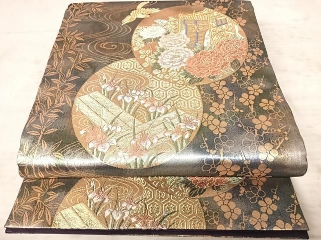 ZF-1089 袋帯 華紋 花唐草 オーロラ箔 逸品 六通 正絹 ZF-1089 袋帯 華紋 花唐草 オーロラ箔 逸品 六通 正絹