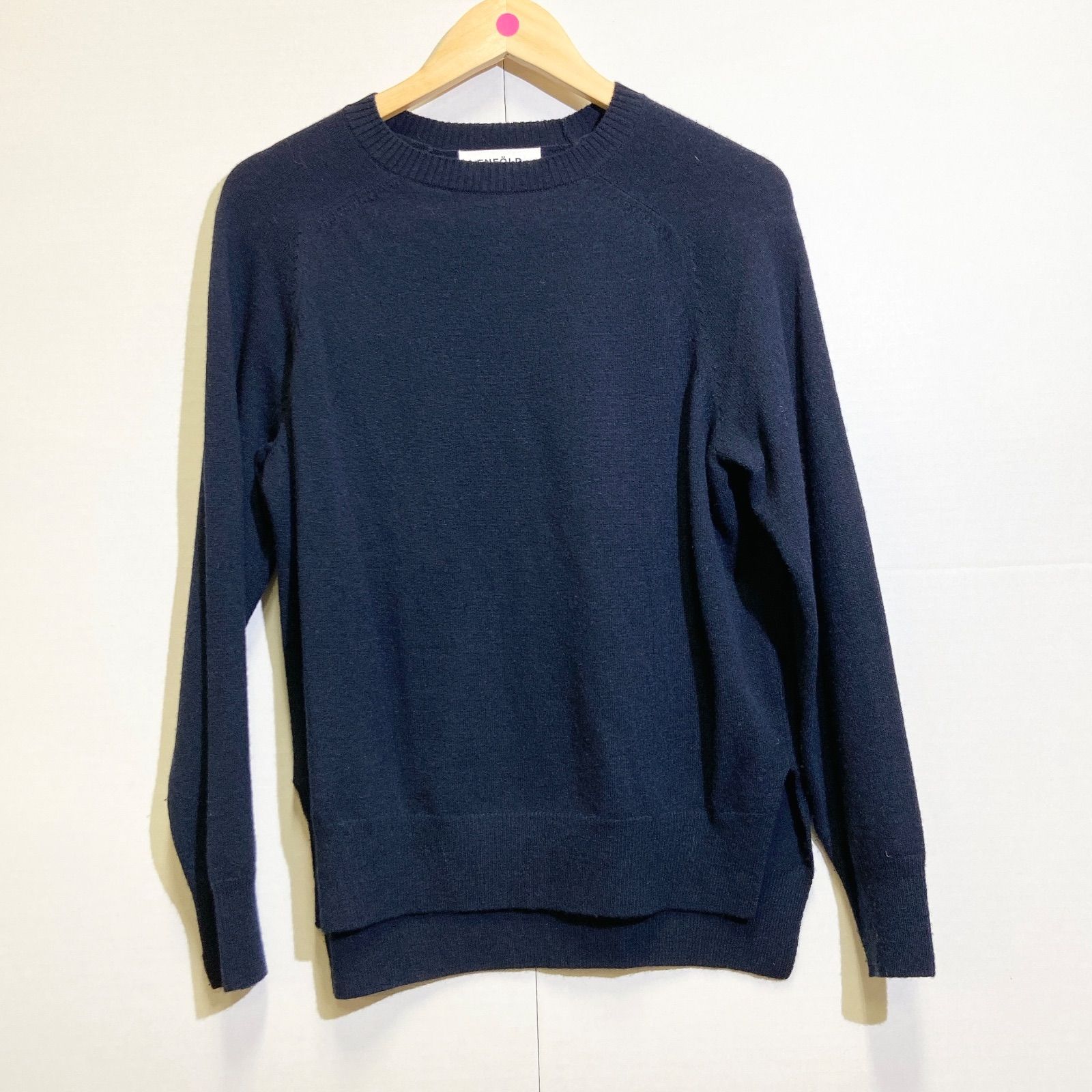 ENFOLD エンフォルド クルーネックセーター 薄手ニット ネイビー 38
