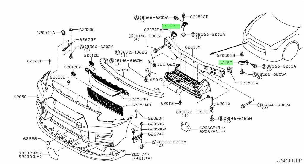 新品 日産純正 R35 GT-R GTR フロントバンパー ステフナー ブラケット